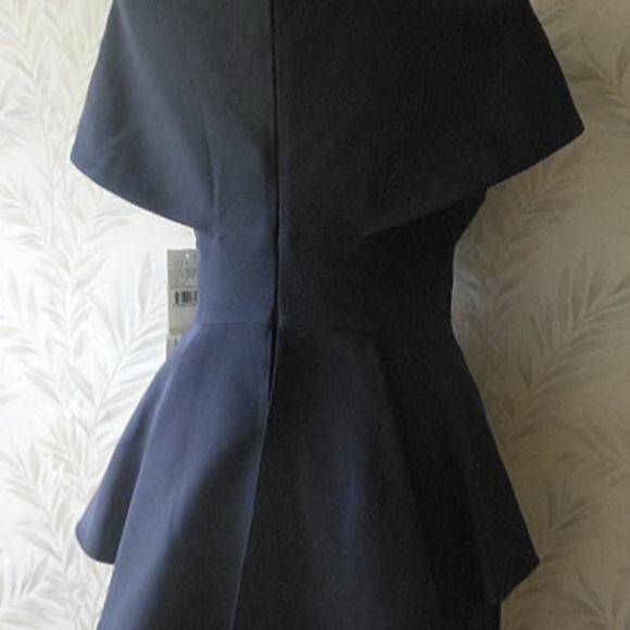 Aidan Mattox Shawl Neckline Peplum Navy Long Formal Dress Size 4 NWT MSRP $395 - Picture 9 of 14